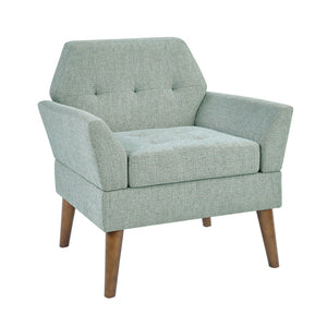 English Elm Modern Hand-tufted Lounge Chair Solid Wood Legs Mid-century Accent Seat for Living Room Teal B035P482919