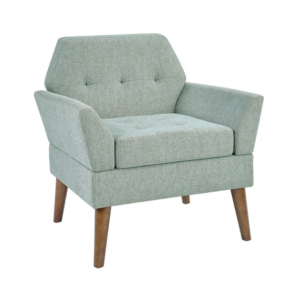 English Elm Modern Hand-tufted Lounge Chair Solid Wood Legs Mid-century Accent Seat for Living Room Teal B035P482919
