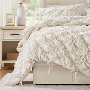 English Elm 3PCS Plush Microfiber Full/Queen Comforter Set with Hypoallergenic Poly Fill and Soft Shams Ivory 16.93 L x 12.99 W x 6.69 H B035P366532