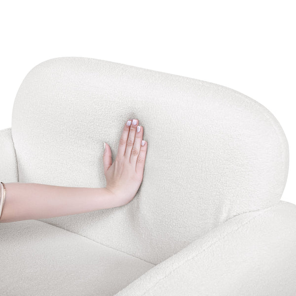 English Elm Stylish Teddy Fleece Single Sofa Chair with Arms and Pillow, Cozy Accent Armchair for Living Room Beige 30 L x 24.75 W x 24 H W1716P196469