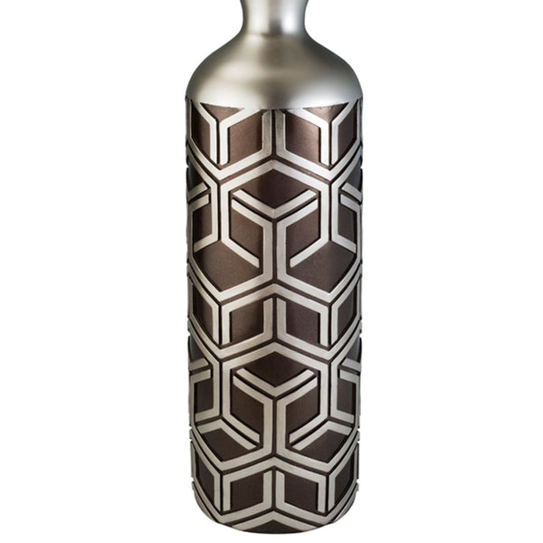 English Elm 22" Polyresin Floor Vase Bamboo Weave Texture Chestnut Tones for Coastal Boho Decor B072115831