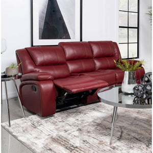 English Elm Elodie Red Faux Leather Motion Reclining Sofa - Modern Comfort With Plush Arms & Dual Recline Functionality B062P354073
