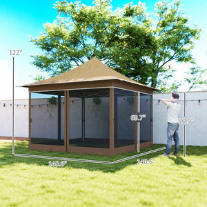 English Elm Adjustable Pop up Gazebo with Mesh Walls Oxford Fabric Canopy for Patio Garden T3971P426988