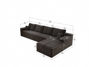 English Elm 131.9*68.9"Modular Sectional Sofa - Plush Corduroy, No Assembly, 4-Piece Design For Ultimate Comfort! W3819S00111