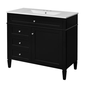 English Elm 36'' Modern Bathroom Vanity With Ceramic Sink, Elegant Storage Cabinet & 2 Drawers For Essentials N710P230246B