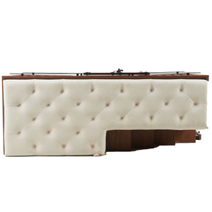 English Elm 56"L, 56"L Mid-Century Walnut Dog Crate Bench Ottoman with Sliding Barn Door, Padded Removable Cushion, Wheels, 300lb耐 N843P293660W