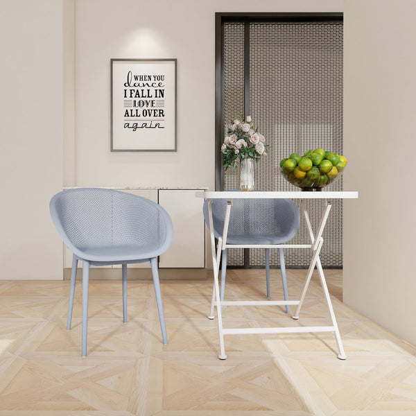 English Elm 2-Pack Modern Lounge Chairs with UV-Resistant PP, Mesh Weave Comfort, Lightweight & Easy-Care Design Light Baby Blue W3450P323311