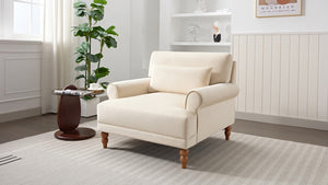 English Elm Mirod Oversized Polyester Accent Chair with Column Legs and Ergonomic Lumbar Support Beige N760S0000028B