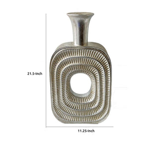 English Elm Peny Tall Silver Resin Geometric Vase Sculptural Accent for Console or Entryway B056P417022