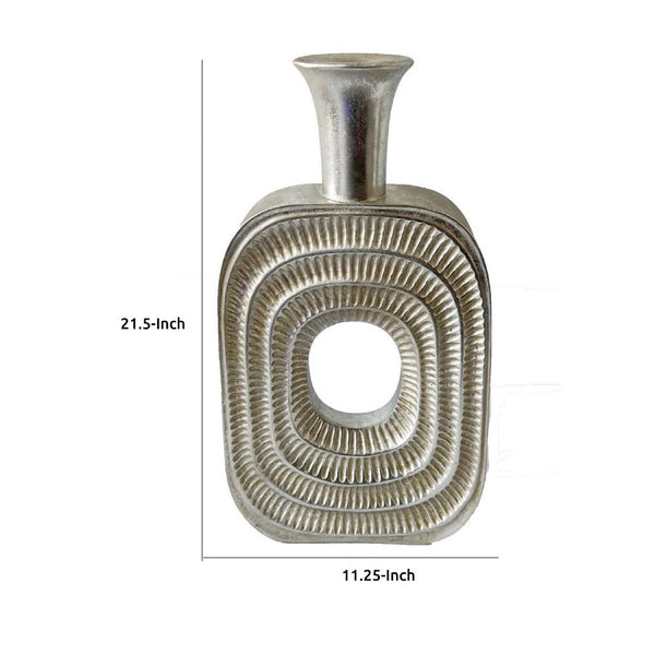 English Elm Peny Tall Silver Resin Geometric Vase Sculptural Accent for Console or Entryway B056P417022