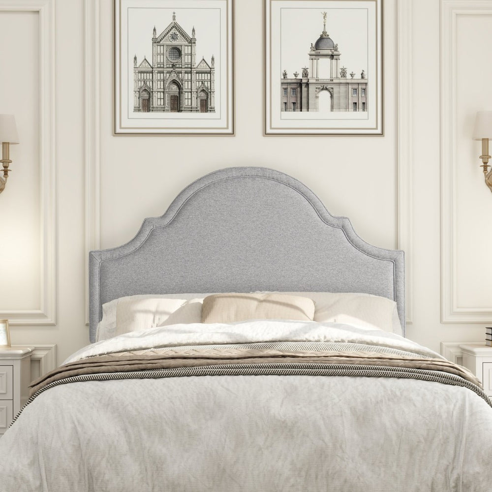 English Elm Catherine Queen Upholstered Headboard Woven Polyester Tailored Boutique Bedroom Style B2719P238660