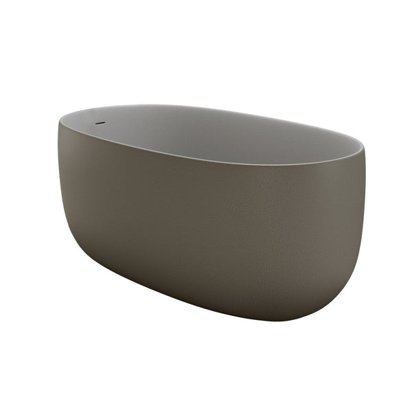 English Elm 47'' Stone Resin Freestanding Soaking Tub Sculptural Modern Bath with Drain Included W2753P478406