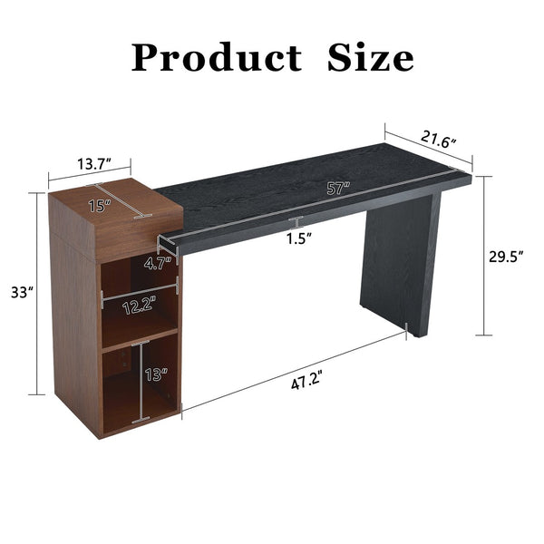 English Elm Modern Wood Grain Console Table with Two Tier Shelving for Entryway or Living Room Black,Walnut W3875S00031