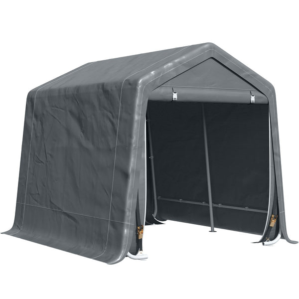 English Elm Outsunny Portable Carport Shelter with Steel Frame Anti-uv Pe Cover and Zipper Entry W2225P217230