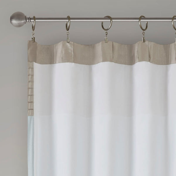 English Elm Polyoni Pintuck Curtain Panel - Elegant Striped Design, Light-Filtering, Versatile Hanging Options B03598066-GIGA