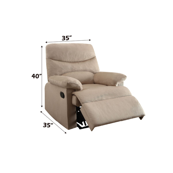English Elm Arcadia Plush Microfiber Motion Recliner with Pillow-Top Arms, Smooth Latch Mechanism for Relaxation Beige 33 L x 31 W x 28 H B2726P256701