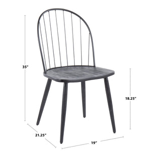 English Elm Dining Set with Black Metal Frames and Wood Seats for Industrial Loft Spaces B202S02202