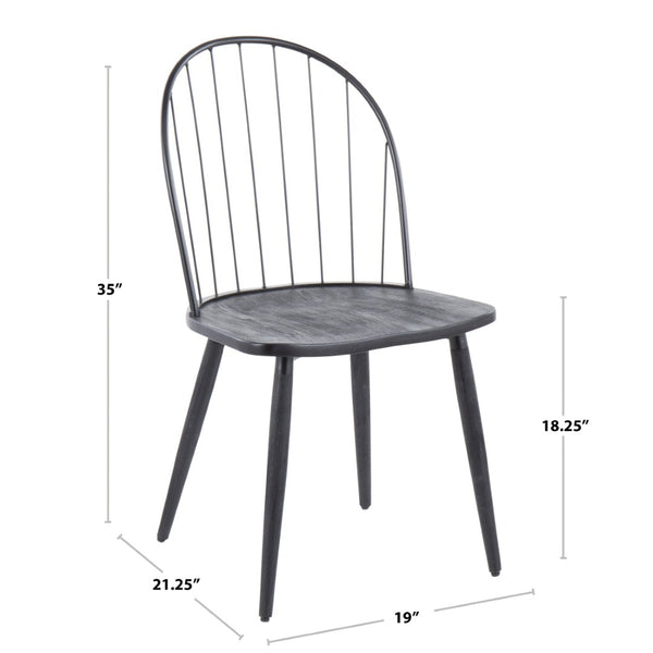 English Elm Dining Set with Black Metal Frames and Wood Seats for Industrial Loft Spaces B202S02202