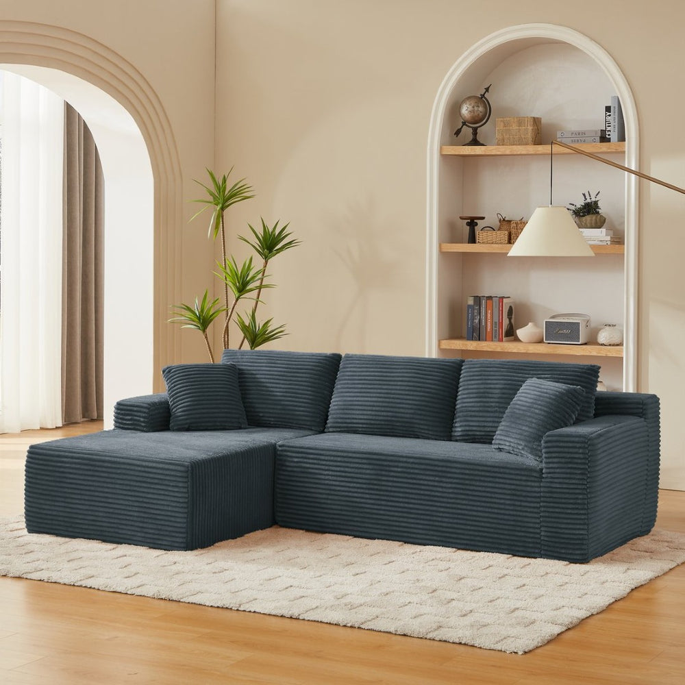 English Elm L-shaped Corduroy Sectional Sofa Deep Seat Modular Cloud Couch for Living Room W2339S00118
