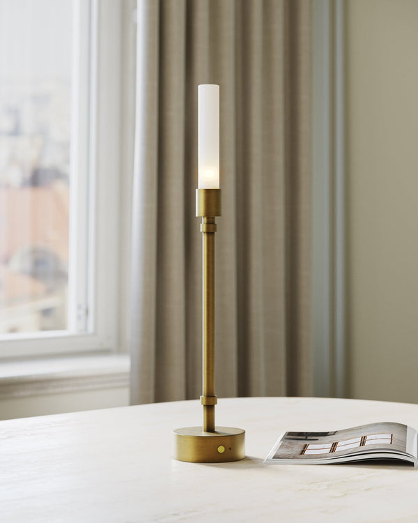 Currey & Company Paseo Brass Cordless Table Lamp - Sleek Candelabra Design With Rechargeable Base For Versatile Lighting Gold Metal ,Glass 6700-0013-currey-company