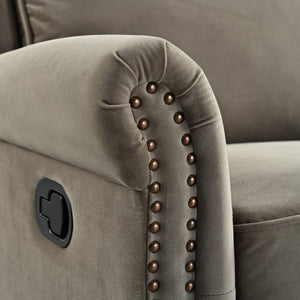 English Elm Christopher Knight Home® - 360° Swivel Recliner Plush Velvet Manual Rocker with Infinite Recline Support for Living Room Comfort Light Brown N763P202666F