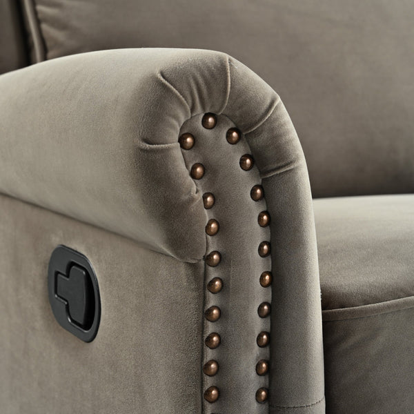 English Elm Christopher Knight Home® - 360° Swivel Recliner Plush Velvet Manual Rocker with Infinite Recline Support for Living Room Comfort Light Brown N763P202666F