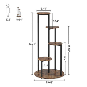 English Elm Sturdy Rotating Corner Plant Stand Four Tier Metal Frame for Indoor Living Spaces T3971P458237