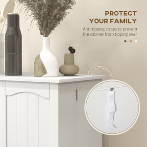 English Elm HOMCOM White Kitchen Pantry Cabinet with 5 Adjustable Shelves, 12 Spice Racks, Anti-Tip Safety Strap and Silver Hardware for Organized Storage (23.5" W x 41" H) W2225P173914