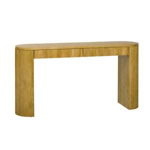 English Elm U_Style 58.2" Console Table With Drawers, Arched Legs & Stripe Design For Stylish Entryway Storage N711P289125O-GIGA
