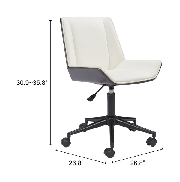 Zuo Modern Maker Office Chair - Stylish Modern Design With High-quality Vinyl, Plywood, And Steel Construction White 100% Polyurethane,Plywood,Steel 110566-zuo-modern