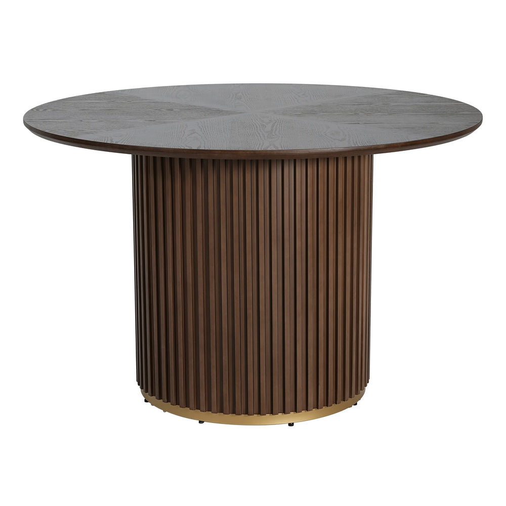 English Elm Christopher Knight Home® - 47.25" Round Pedestal Dining Table - Warm Walnut Finish, Stylish Seating For 4-5, Versatile Design N771P358147T_N771P358148T