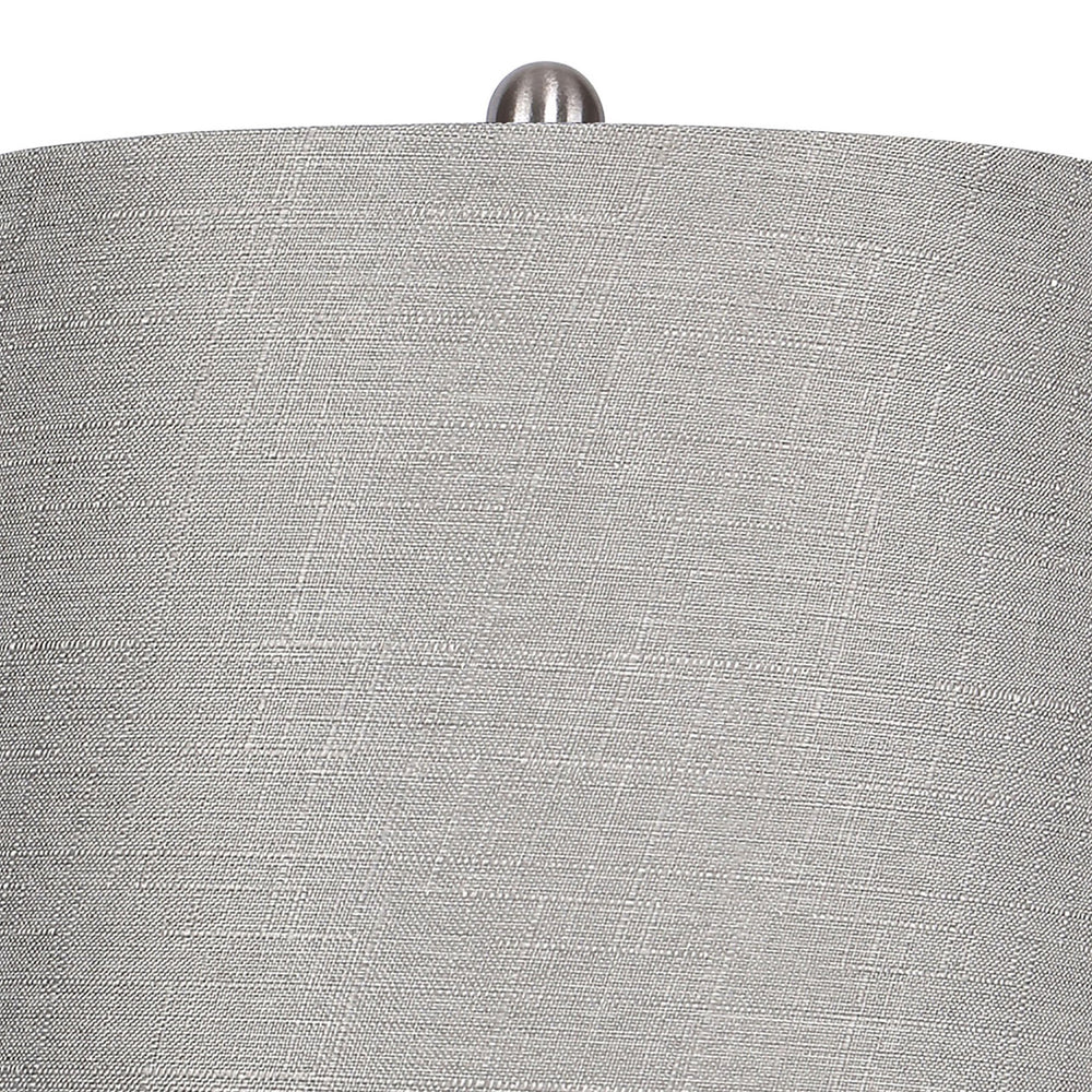 English Elm Ashland 27" Contemporary Metal Table Lamp Set of 2 – Brushed Nickel, Grey Linen Shade, Laser-Cut Trim B202P224085