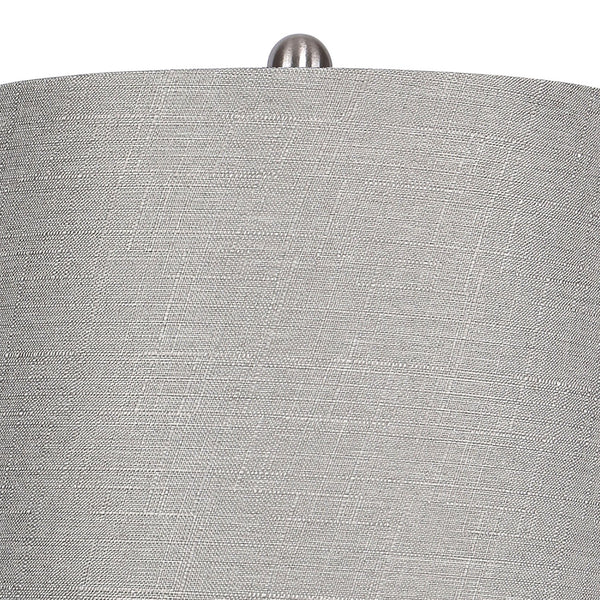 English Elm Ashland 27" Contemporary Metal Table Lamp Set of 2 – Brushed Nickel, Grey Linen Shade, Laser-Cut Trim B202P224085