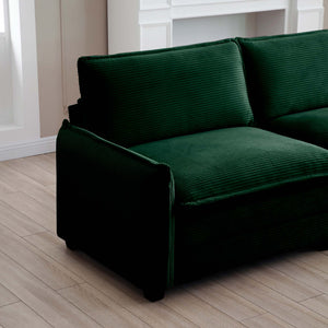 English Elm Ottoman Corduroy Footstool with Plush Memory Foam Cushioning, Retro Chic Accent for Living Rooms Green W714P185480