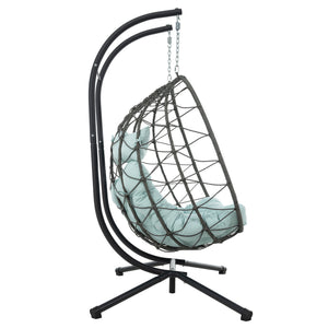 English Elm 2 Persons Egg Chair With Stand - Stylish Indoor/Outdoor Wicker Swing For Relaxing Lounging Together W1703P163953