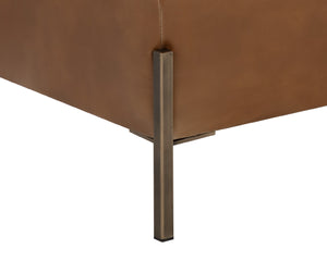 Sunpan Kael Storage Bench – Modern Faux Leather Bench with Antique Brass Legs and Unique Wooden Texture