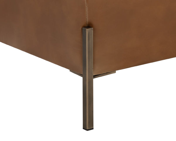 Sunpan Kael Storage Bench – Modern Faux Leather Bench with Antique Brass Legs and Unique Wooden Texture