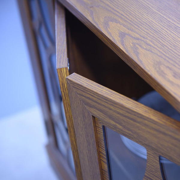 English Elm 48.66" Wide Tempered Glass Door Buffet Sideboard with Adjustable Shelves Dark Finish Dark Oak W2899P372745