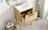 English Elm 24" Bathroom Vanity With Sink Combo, Multi-Functional Bathroom Cabinet With Drawer, Mdf Board, Natural