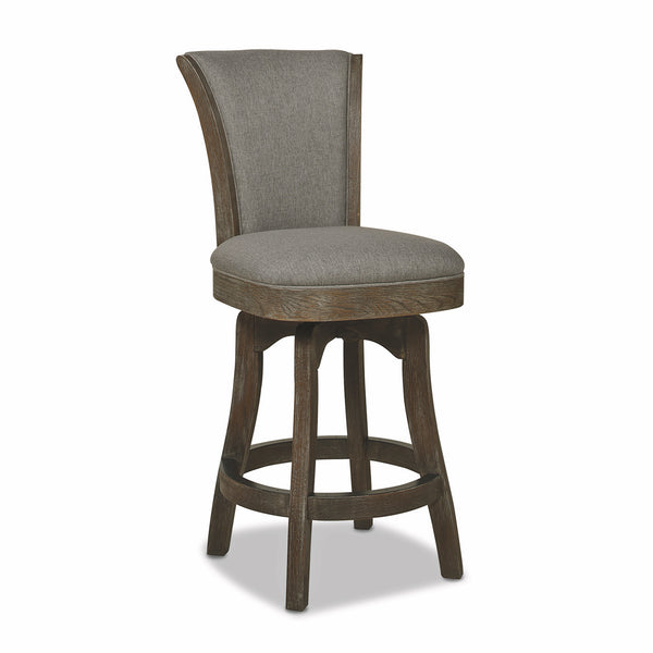 English Elm Jennifer Taylor Home - Henry 27" Armless Swivel Counter Height Bar Stool Heathered Linen Upholstered High Back Support Gray B2719P238374