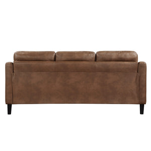 English Elm Brown Mallory Polished Microfiber Sofa with Button Tufting, Contoured Arms & Solid Wood Frame — 77" Casual Living Room Seating B011P206276