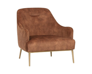 Sunpan Cameron Lounge Chair - Elegant Mid-Century Modern Design with Velvet Finish and Gold Accents Nono Rust