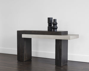 Sunpan Herriot Console Table – Stunning Contemporary Design with Unique Concrete Finish for Indoor & Outdoor Use Dark Brown / Grey