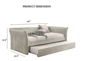 English Elm Transitional Twin Daybed with Diamond Tufted Back and Wood Trim, Versatile Seating & Sleeping Solution Beige 45 L x 39 W x 12 H B2741S00667