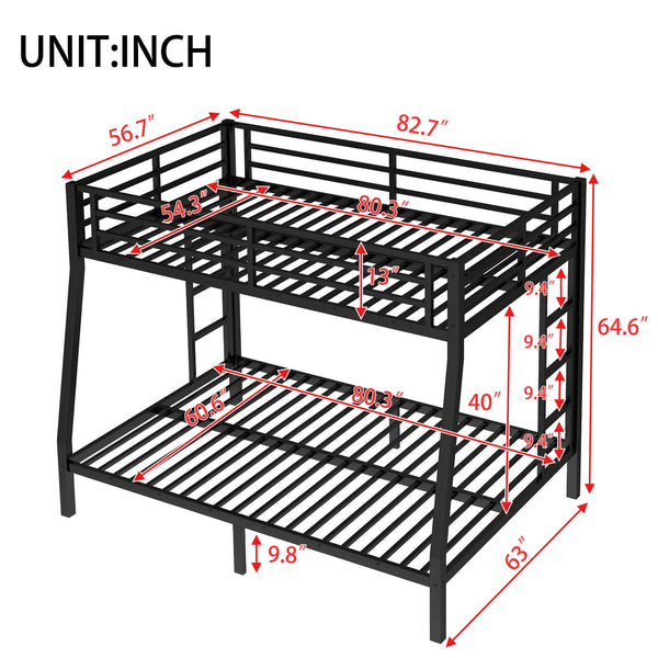 English Elm Metal Full Xl Over Queen Bunk Bed – Heavy-Duty, Space-Saving, Noise-Reducing Comfort For All Ages W1580S00238