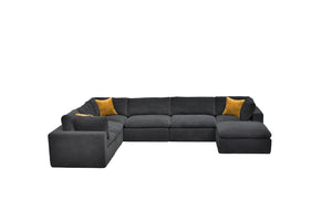 English Elm Coffee Bean Textured Modular Sectional Sofa Low Profile Contemporary Living Room Dark Gray B2748S00081