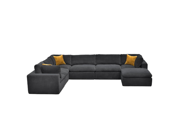English Elm Coffee Bean Textured Modular Sectional Sofa Low Profile Contemporary Living Room Dark Gray B2748S00081