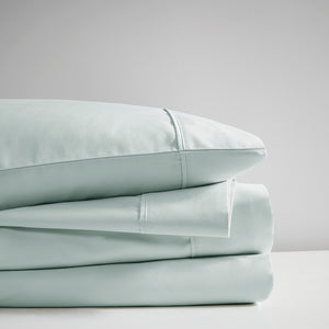 JLA Home Madison Park - Deep Organic Cotton Sheet Set 300TC Sateen — Ultra-Soft Breathable Deep-Pocket Fit to 18" (OEKO-TEX) Aqua MP20-8252