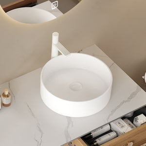 English Elm MUNIN Round 16" Ceramic Vessel Sink for Countertops — Glossy White Durable Basin, Easy-Clean Finish W2615P200021