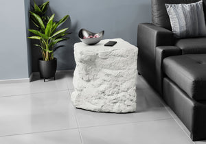 English Elm Accent Table Sculptural Stone Inspired Magnesium Oxide Indoor Outdoor Modern White B2710P461687